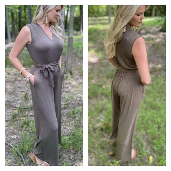 MATILDA Jane Finest Hour Jersey Knit Jumpsuit in Brown Olive Green S NWT - Picture 11 of 11